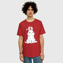 Футболка оверсайз мужская Милый кролик-символ года, цвет: красный — фото 2