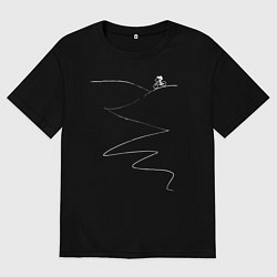 Футболка оверсайз мужская Велосипед в горах, цвет: черный