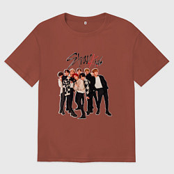 Футболка оверсайз мужская Bang Chan Lee Know Changbin Hyunjin Han Felix Seun, цвет: кирпичный