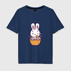 Футболка оверсайз мужская Кролик в ванне, цвет: тёмно-синий