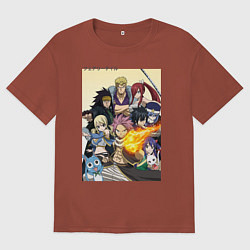 Футболка оверсайз мужская Fairy Tail heroes, цвет: кирпичный