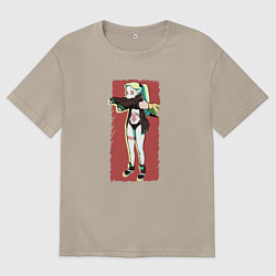 Футболка оверсайз мужская Ребекка Cyberpunk Edgerunner, цвет: миндальный