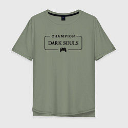 Мужская футболка оверсайз Dark Souls gaming champion: рамка с лого и джойсти