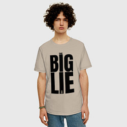 Футболка оверсайз мужская Большая маленькая ложь логотип, цвет: миндальный — фото 2