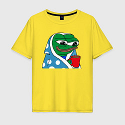 Футболка оверсайз мужская Frog Pepe мем, цвет: желтый