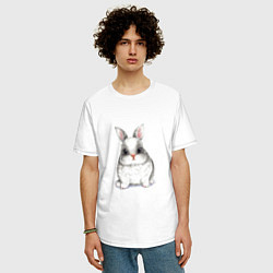 Футболка оверсайз мужская Милый белый кролик, цвет: белый — фото 2