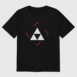 Футболка оверсайз мужская Символ Zelda в красном ромбе, цвет: черный