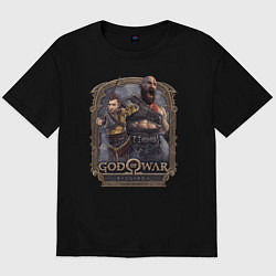 Футболка оверсайз мужская Атрей и Кратос GoW Ragnarok, цвет: черный