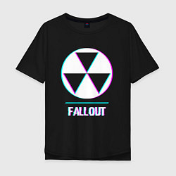 Футболка оверсайз мужская Fallout в стиле glitch и баги графики, цвет: черный