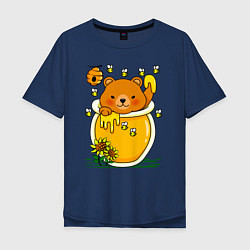 Футболка оверсайз мужская Медвежонок в баночке меда, цвет: тёмно-синий