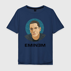 Футболка оверсайз мужская Eminem поп-арт, цвет: тёмно-синий