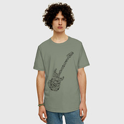 Футболка оверсайз мужская Гитара из нот, цвет: авокадо — фото 2