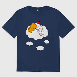 Футболка оверсайз мужская Влюбленные медвежата на облаке, цвет: тёмно-синий