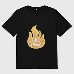 Футболка оверсайз мужская Fire girl power, цвет: черный