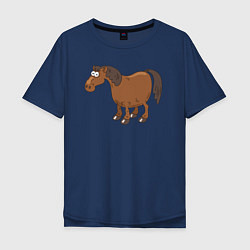 Футболка оверсайз мужская Забавный конь, цвет: тёмно-синий