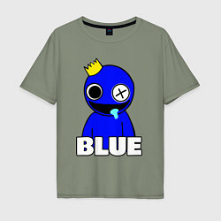 Мужская футболка оверсайз Радужные друзья улыбчивый Синий