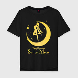 Футболка оверсайз мужская Sailor Moon gold, цвет: черный