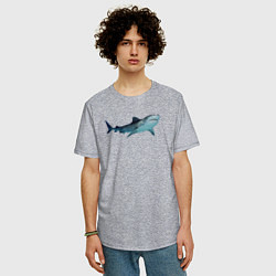 Футболка оверсайз мужская Realistic shark, цвет: меланж — фото 2