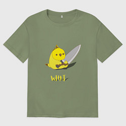 Футболка оверсайз мужская Chicken with a knife, цвет: авокадо