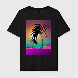 Футболка оверсайз мужская Palms space purple, цвет: черный