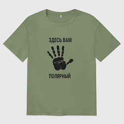 Футболка оверсайз мужская Здесь вам Полярный, цвет: авокадо