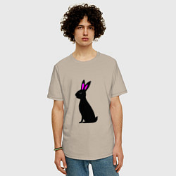 Футболка оверсайз мужская Черный кролик, цвет: миндальный — фото 2