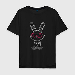 Футболка оверсайз мужская Кролик в розовых очках, цвет: черный