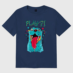 Футболка оверсайз мужская Счастливый пёс Поиграемся?!, цвет: тёмно-синий