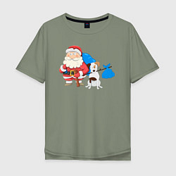 Мужская футболка оверсайз Дед мороз и пёс