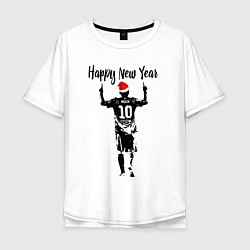 Футболка оверсайз мужская Лионель Месси Happy New Year, цвет: белый