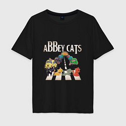 Футболка оверсайз мужская Abbey cats, цвет: черный