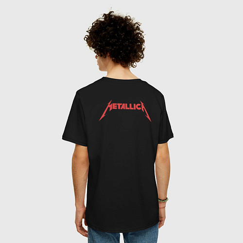 Мужская футболка оверсайз Metallica skull / Черный – фото 4