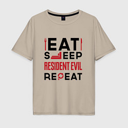 Мужская футболка оверсайз Надпись: eat sleep Resident Evil repeat