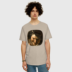 Футболка оверсайз мужская Картина ренессанса - хитрость, цвет: миндальный — фото 2