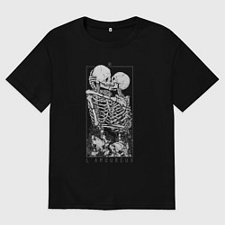 Футболка оверсайз мужская Скелеты любовники, цвет: черный