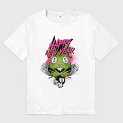 Мужская футболка оверсайз Green rabbit Happy new year