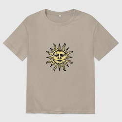 Футболка оверсайз мужская Dark Souls - воины солнца, цвет: миндальный