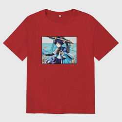 Футболка оверсайз мужская Скарамучча Геншин импакт, цвет: красный