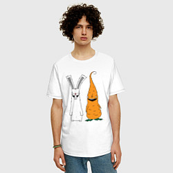 Футболка оверсайз мужская Заяц с морковкой, цвет: белый — фото 2