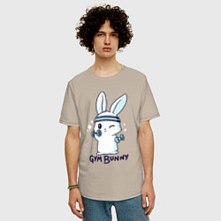 Футболка оверсайз мужская Gym bunny, цвет: миндальный — фото 2