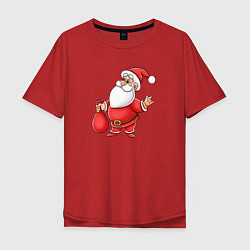 Футболка оверсайз мужская Красный Дедушка Мороз, цвет: красный