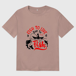 Футболка оверсайз мужская Рыболов, цвет: пыльно-розовый