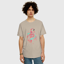 Футболка оверсайз мужская Фламинго в серце, цвет: миндальный — фото 2