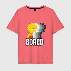 Футболка оверсайз мужская Лиза Симпсон - bored, цвет: коралловый