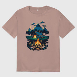 Футболка оверсайз мужская Ночной поход, цвет: пыльно-розовый