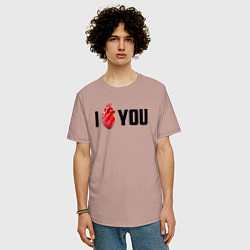 Футболка оверсайз мужская I love you - прикол, цвет: пыльно-розовый — фото 2