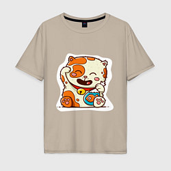 Мужская футболка оверсайз Kitten and fish