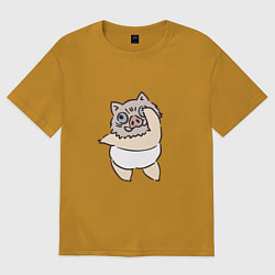 Футболка оверсайз мужская Иноске в танце - Клинок, уничтожающий демонов, цвет: горчичный