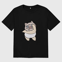 Футболка оверсайз мужская Иноске в танце - Клинок, уничтожающий демонов, цвет: черный