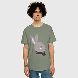 Футболка оверсайз мужская Серая крольчиха, цвет: авокадо — фото 2
